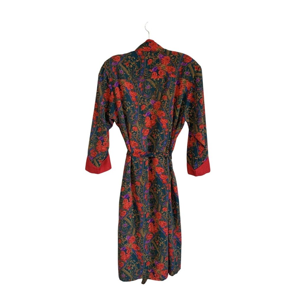 Vintage Victoria's Secret Gold Kimono Long Silky Robe Gold Label Roses - Picture 3 of 8